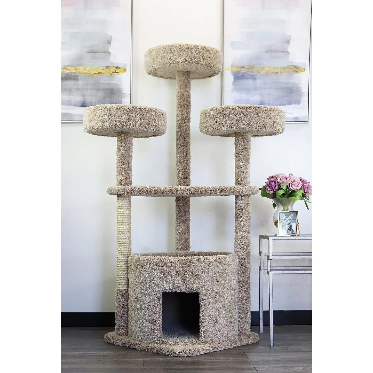 Prestige Cat Trees 130014-Beige Main Coon Cat House Cat Tree
